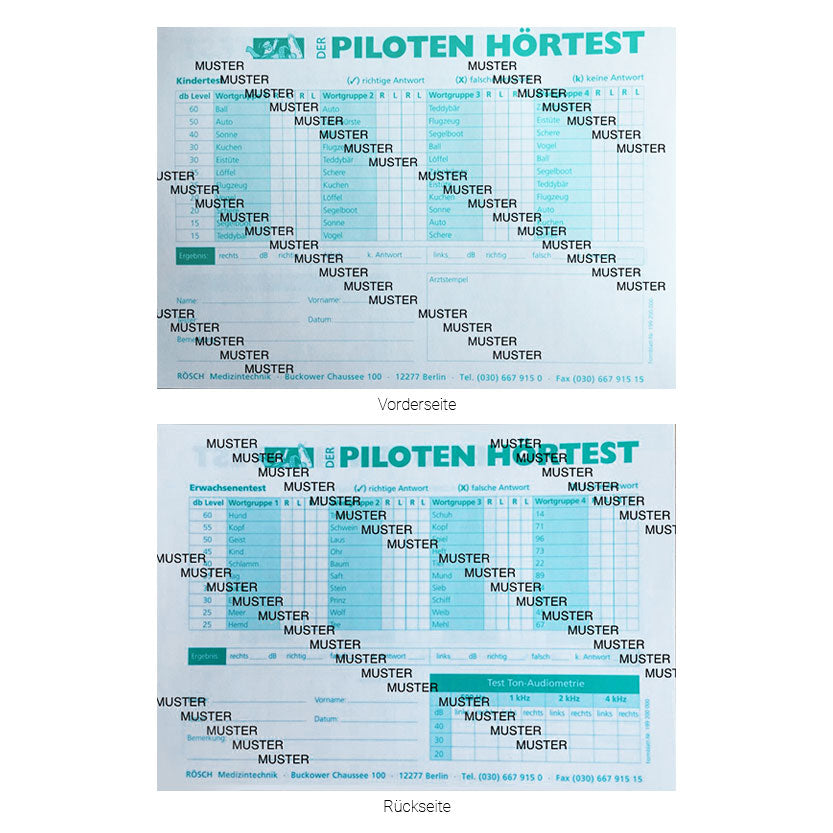 Auswerteblock f. RÖSCH Piloten-Hörtest (10 Blöcke)