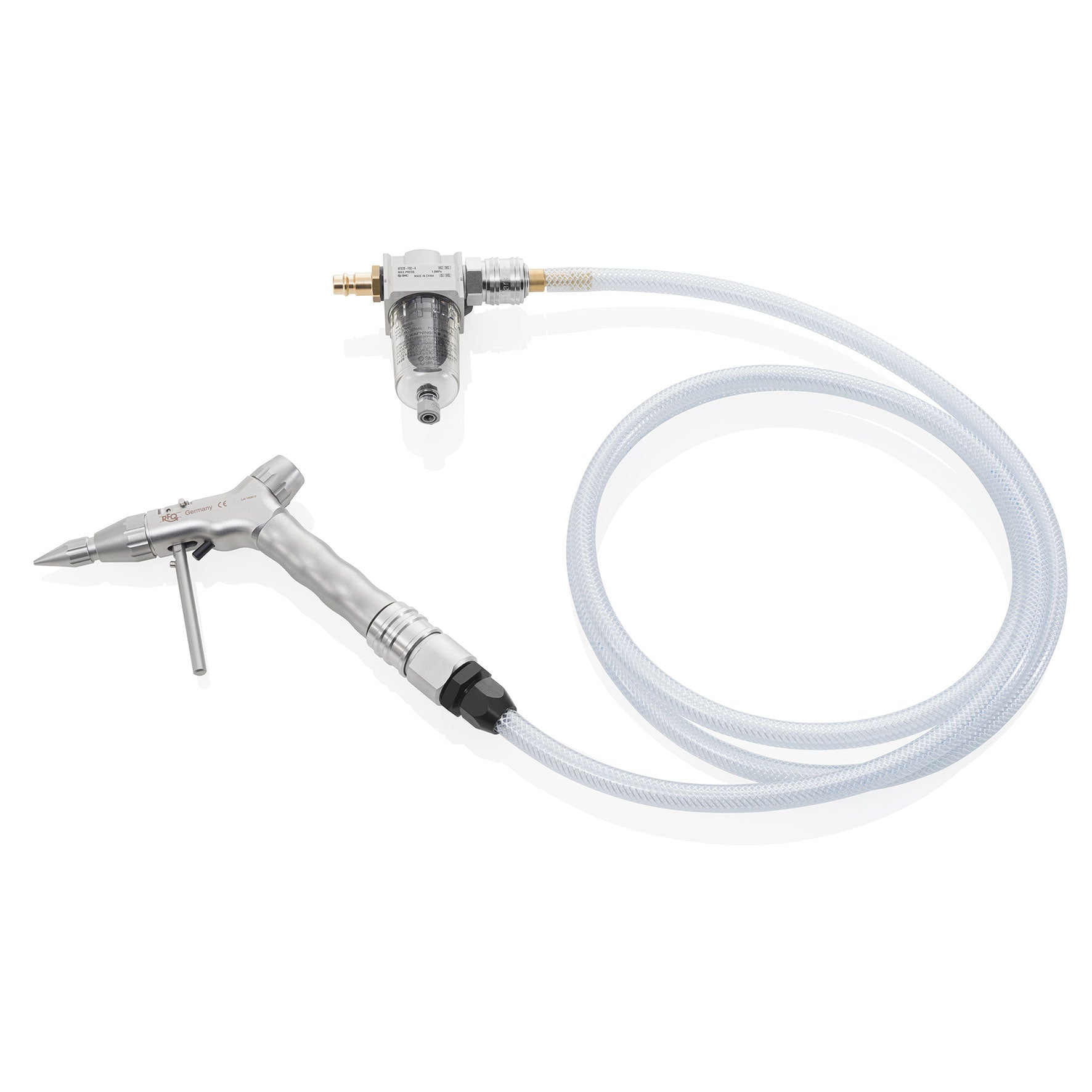Druckluftpistole Edelstahl mit 2m Druckluftschlauch
