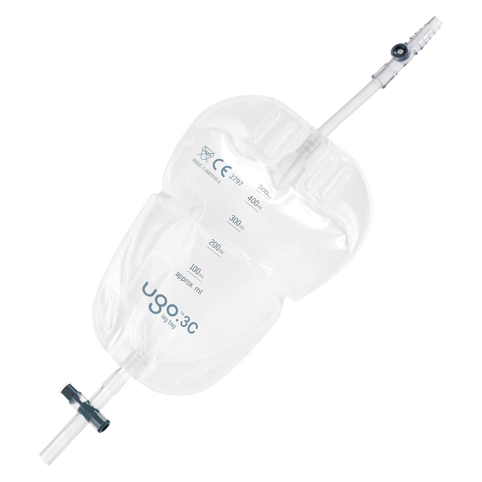 Ugo 3C, Beinbeutel 500ml, 5cm, Eckhahn (10 Stck)