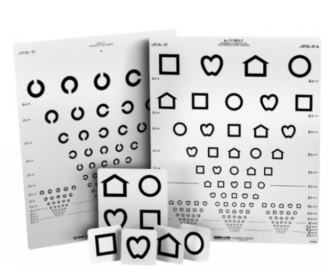 LEA Ferntafel mit Symbolen und Landoltringen
