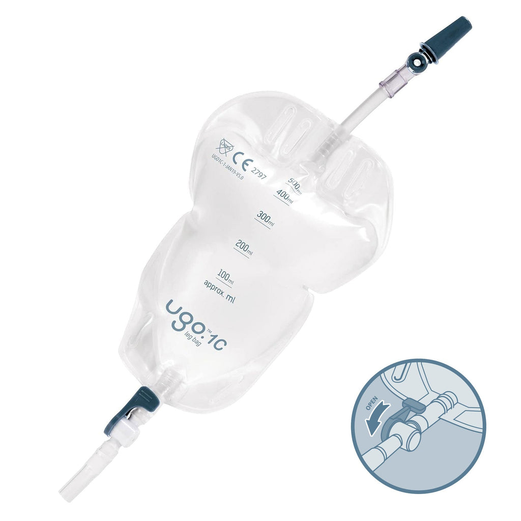 Ugo 1C, Bolsa de pierna 500ml, 5cm, Giratorio (10 unidades)