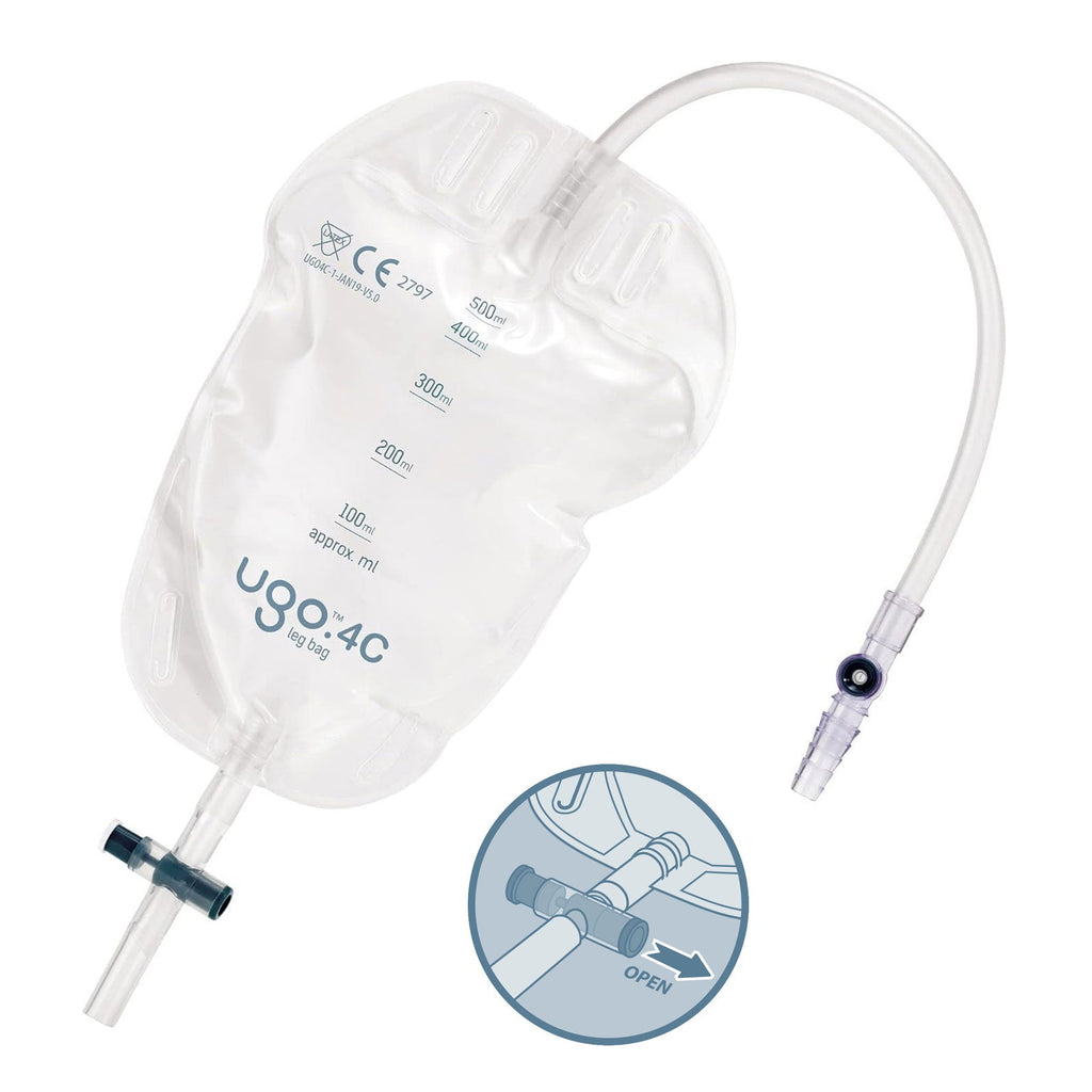 Ugo 4C, bolsa para pierna 500ml, 25cm, grifo angular (10 unidades)