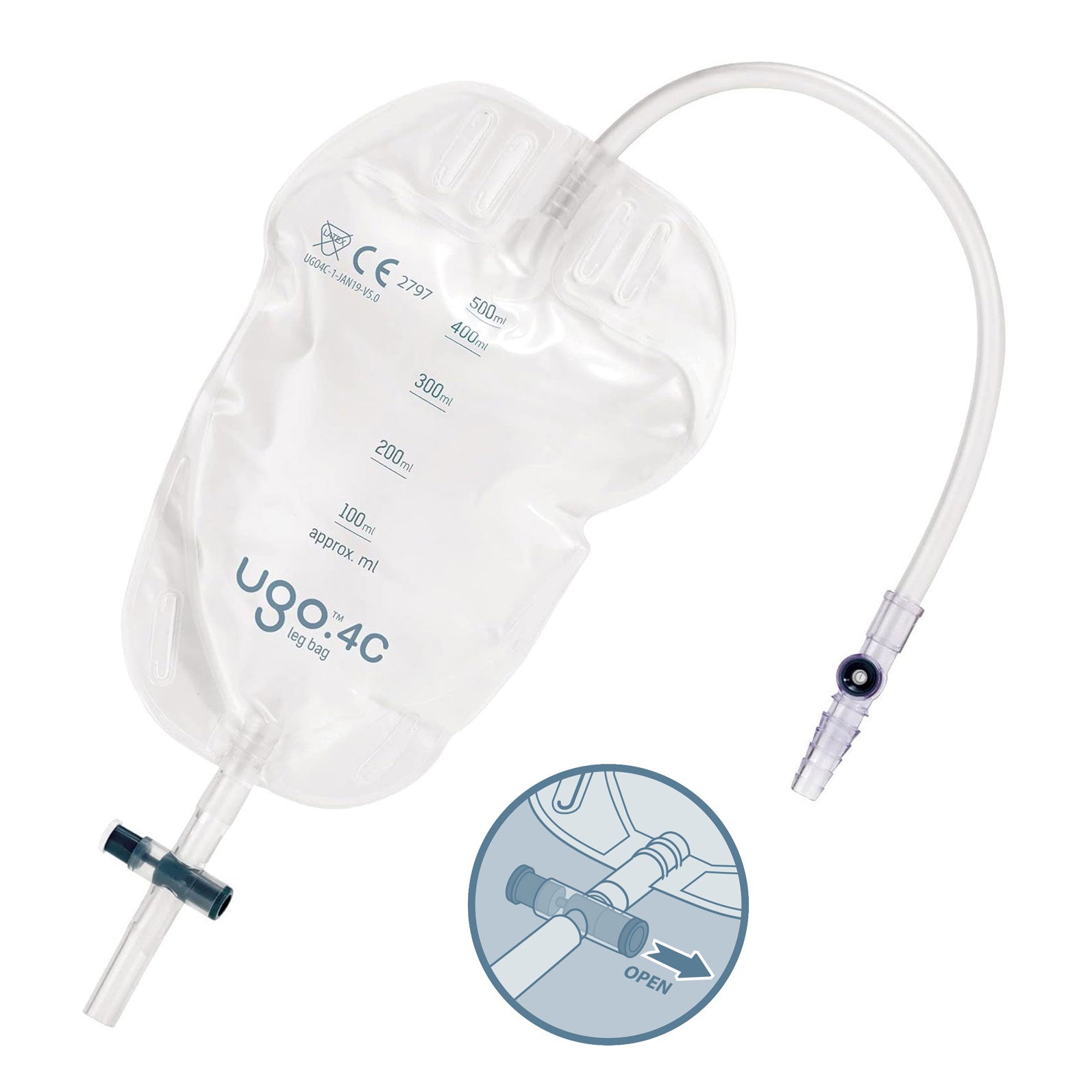 Ugo 4C, Beinbeutel 500ml, 25cm, Eckhahn (10 Stck)