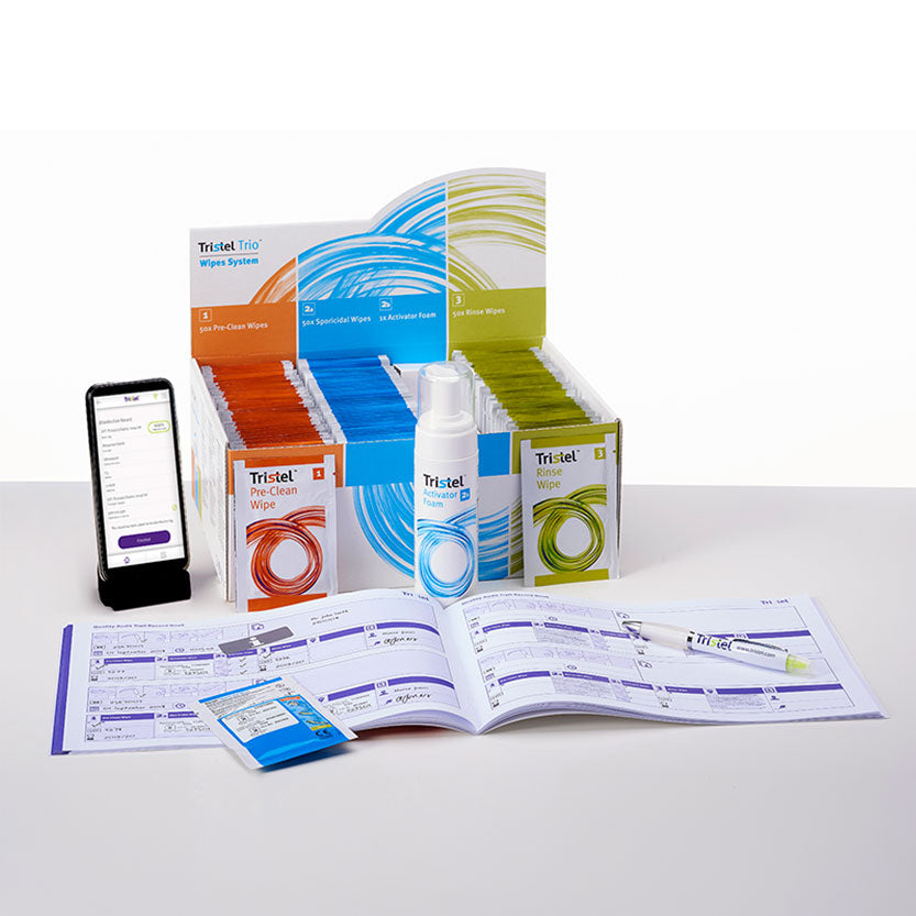 Tristel Trio Wipes System TRIO50 (1 Set à 3x 50 Tücher)  zur Sonden- und Instrumentendesinfektion