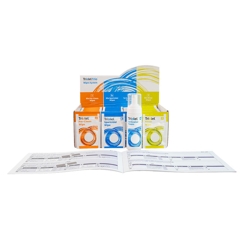 Tristel Trio Wipes System TRIO50 (1 Set à 3x 50 Tücher)  zur Sonden- und Instrumentendesinfektion