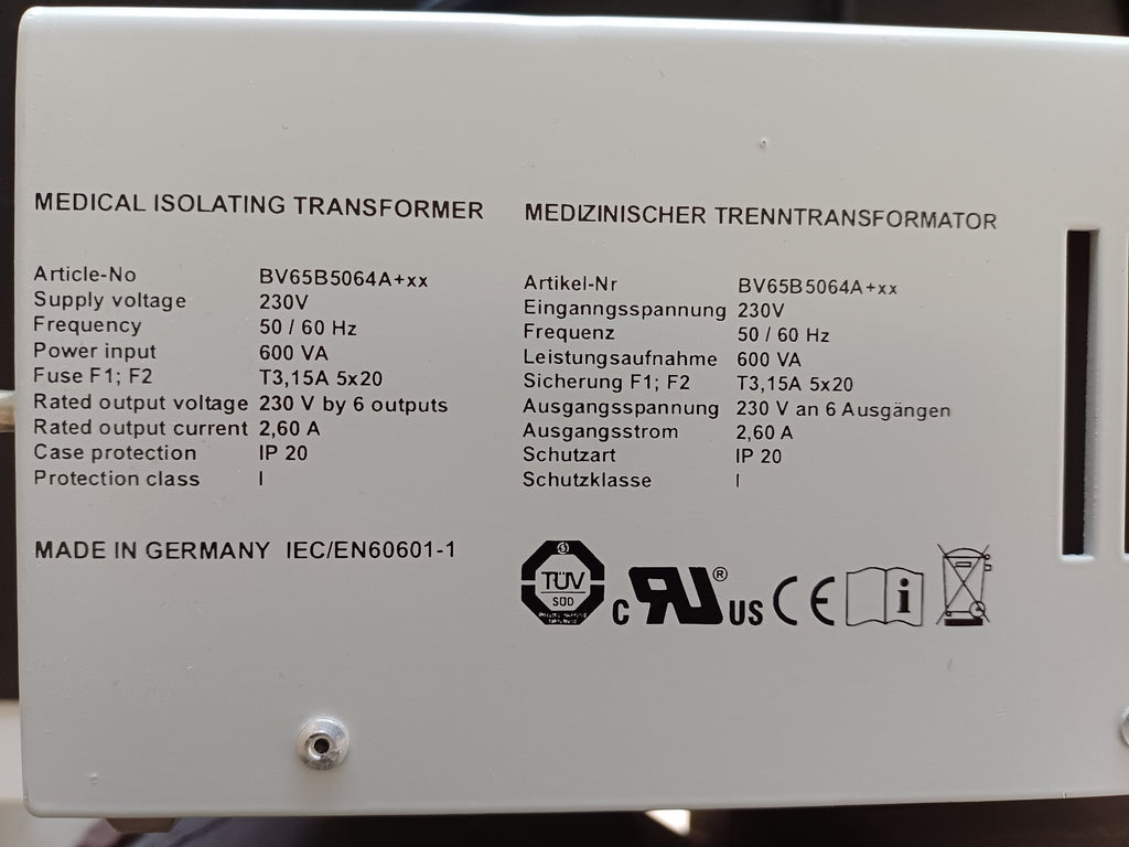 Medical isolation transformer 240V / 600VA, used, tested