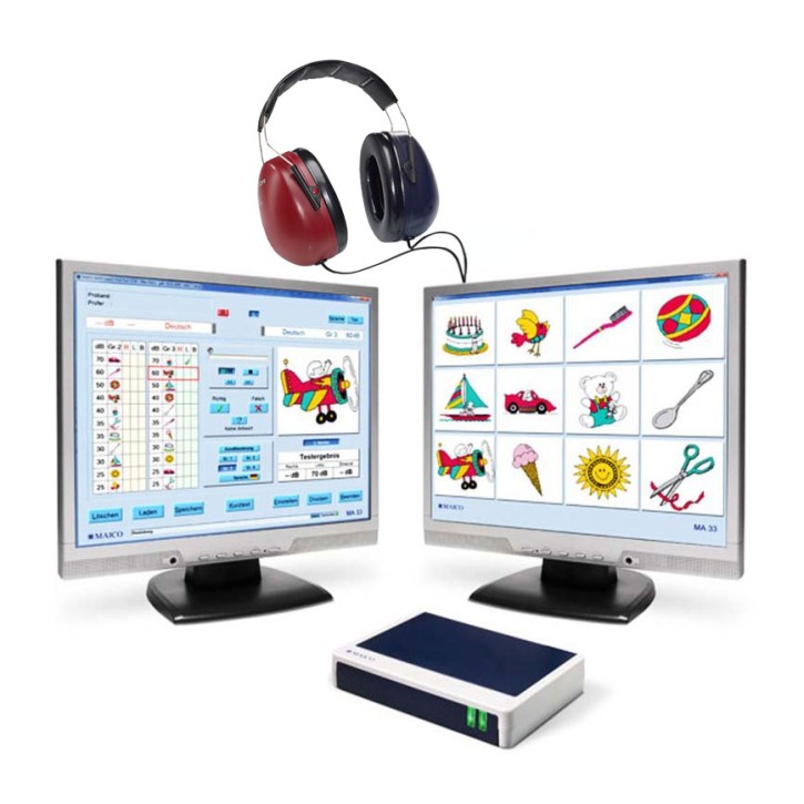 MA33 PC Audiometer DD65V2 inkl. Pilotenhörtest LL-Hörer, Pat-Taste, Software