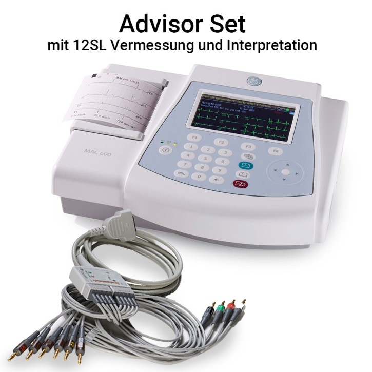 MAC 600 Advisor Set-Kit IEC mit Multilinkkabel - Ruhe-EKG mit 12SL Vermessung und Interpretation