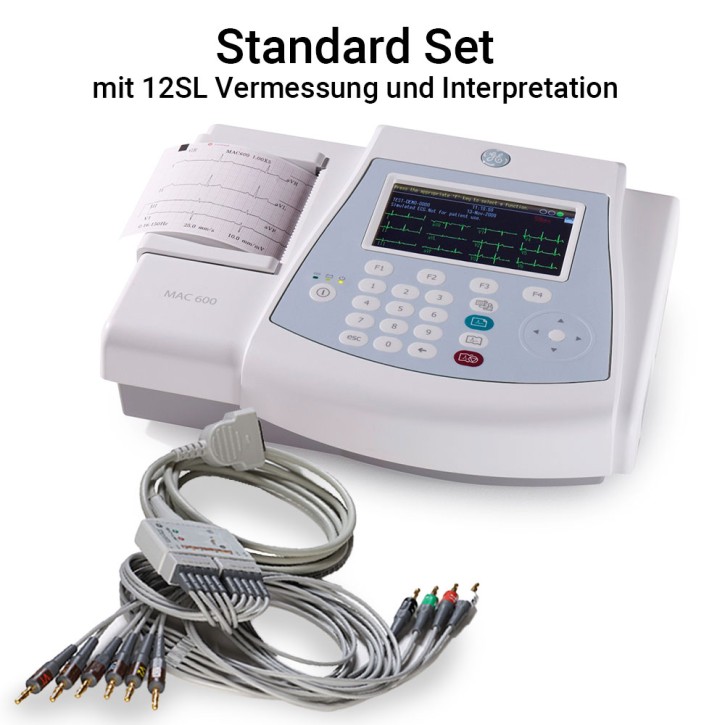 MAC 600 Standard Set-Kit IEC mit Multilinkkabel - Ruhe-EKG mit 12SL Vermessung und Interpretation